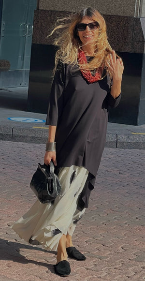 Siyah Uzun Örme Tunik Elbise