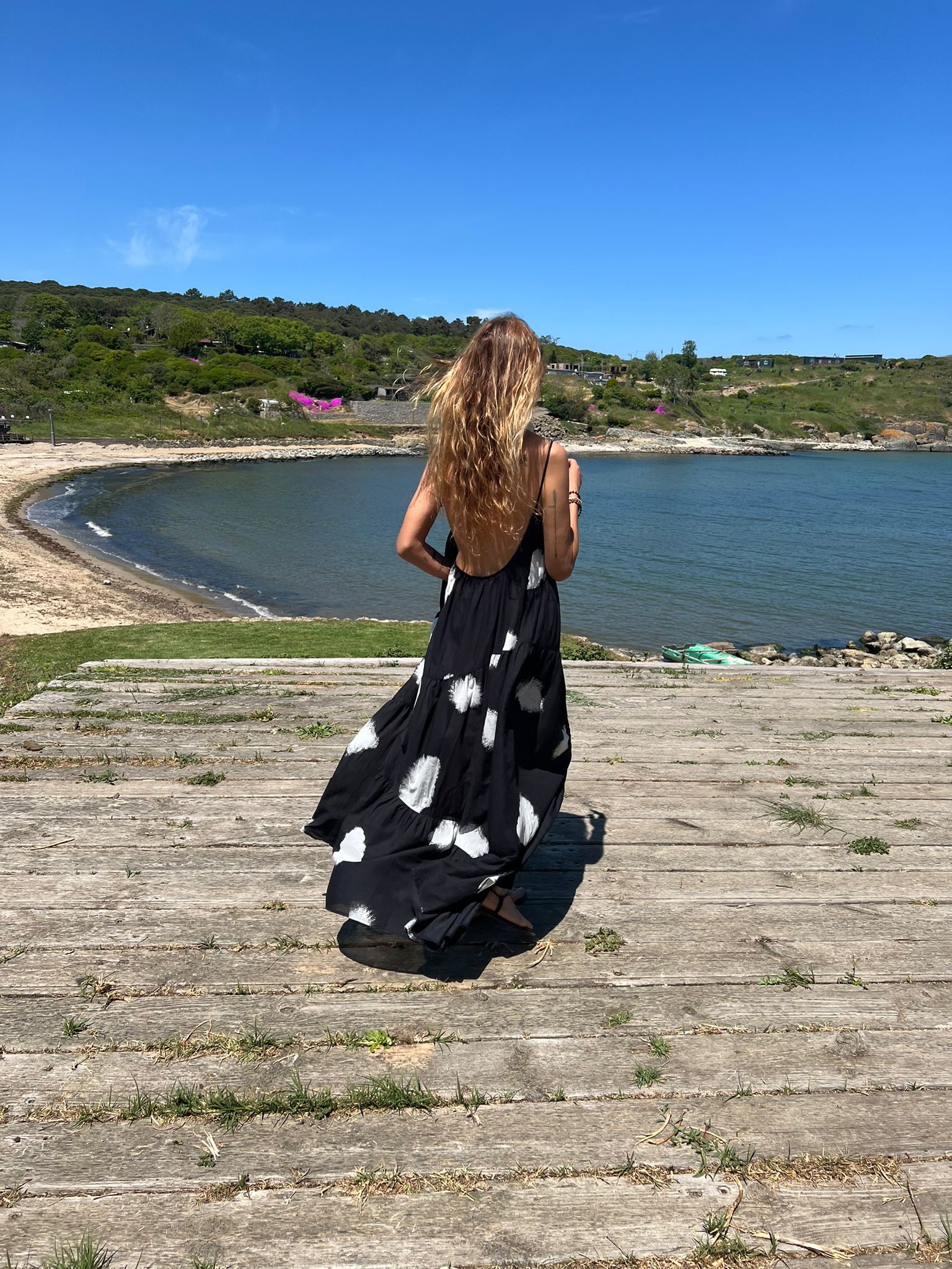 Özel Baskı Koton Sırtı Açık Elbise