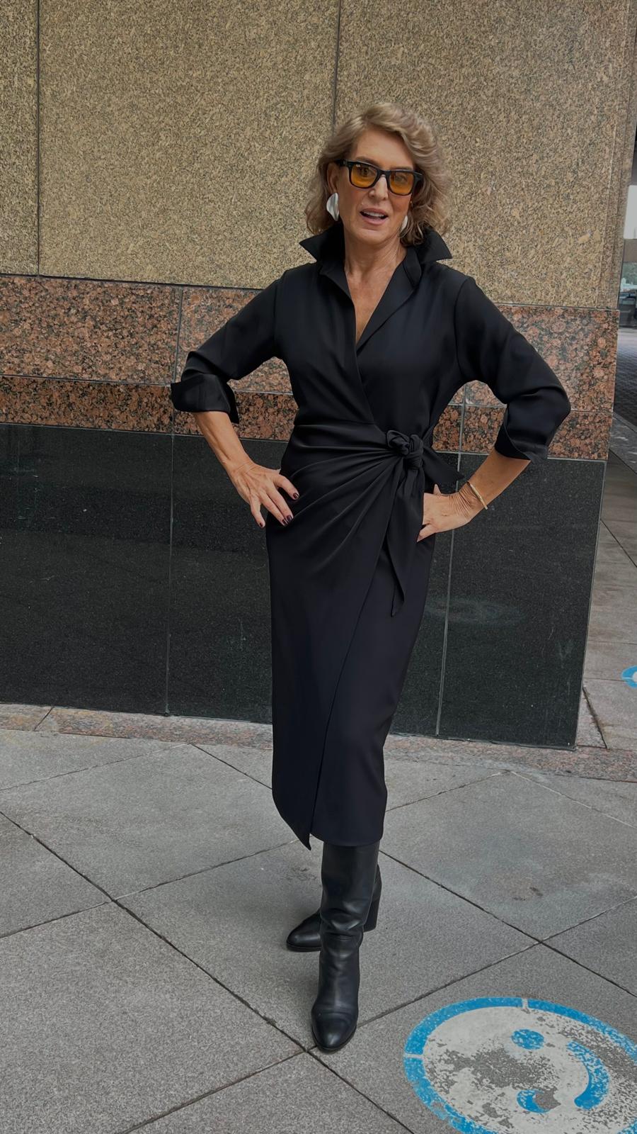 Siyah Krep Sexy Elbise