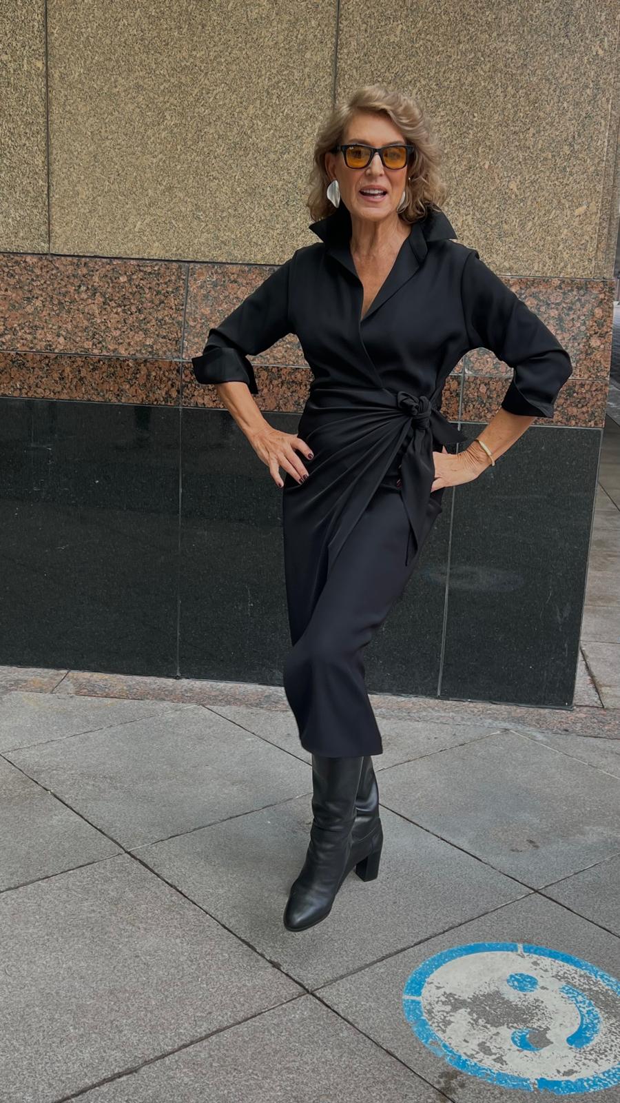 Siyah Krep Sexy Elbise