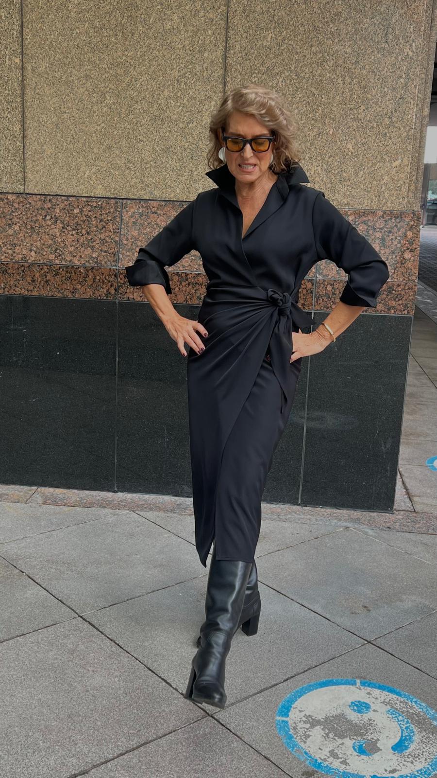 Siyah Krep Sexy Elbise