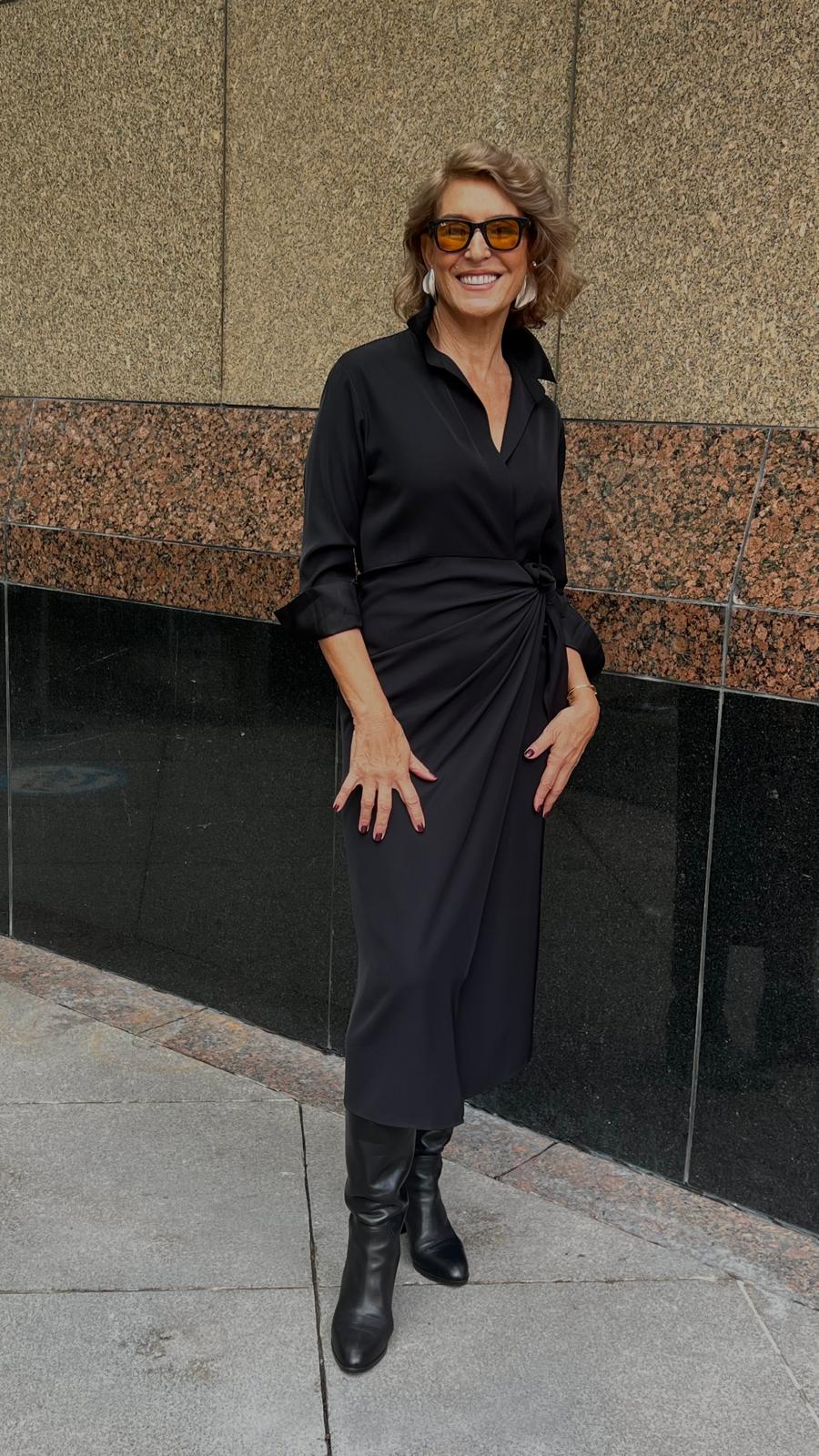 Siyah Krep Sexy Elbise