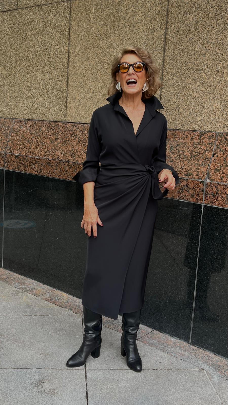 Siyah Krep Sexy Elbise