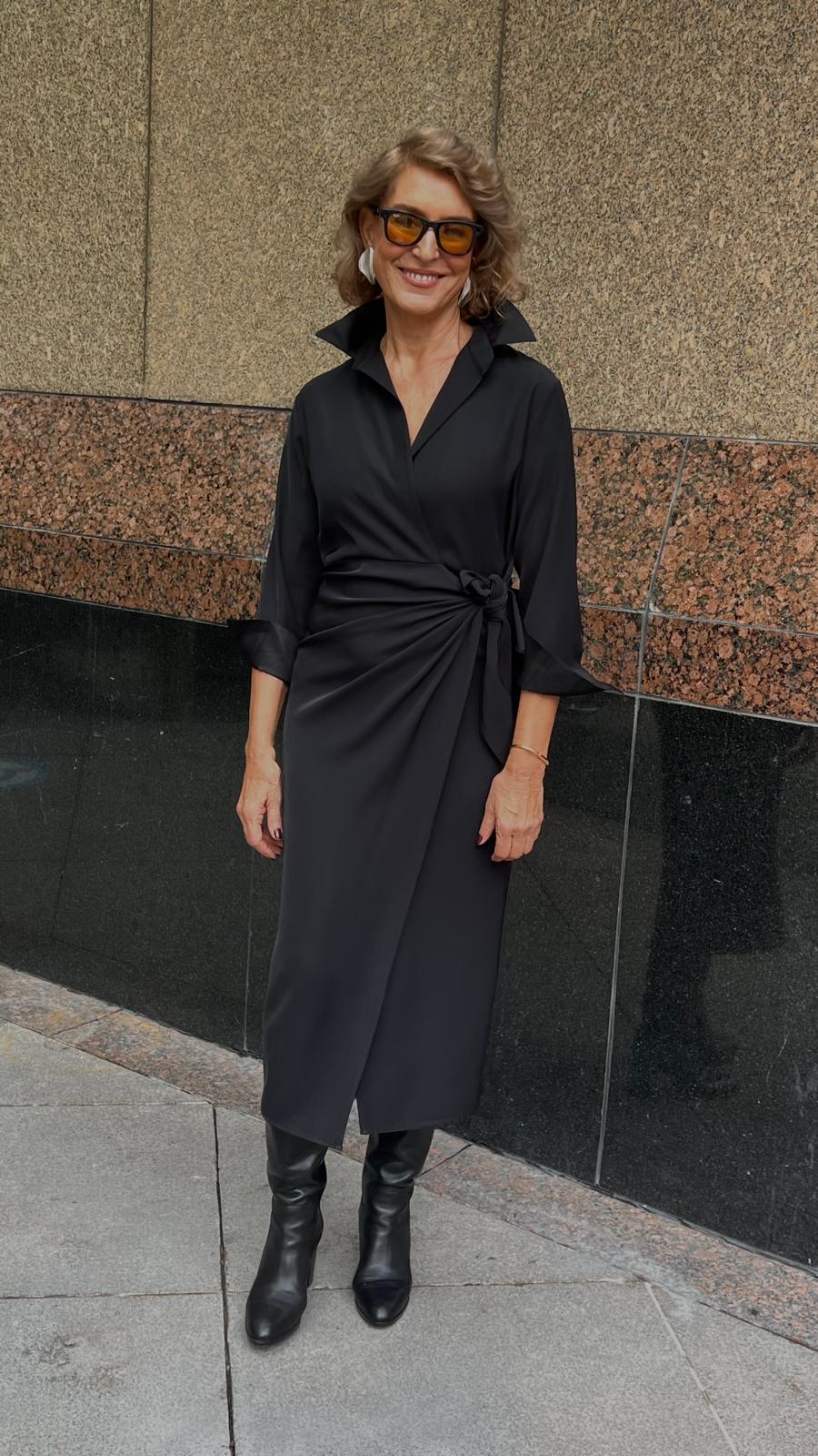 Siyah Krep Sexy Elbise