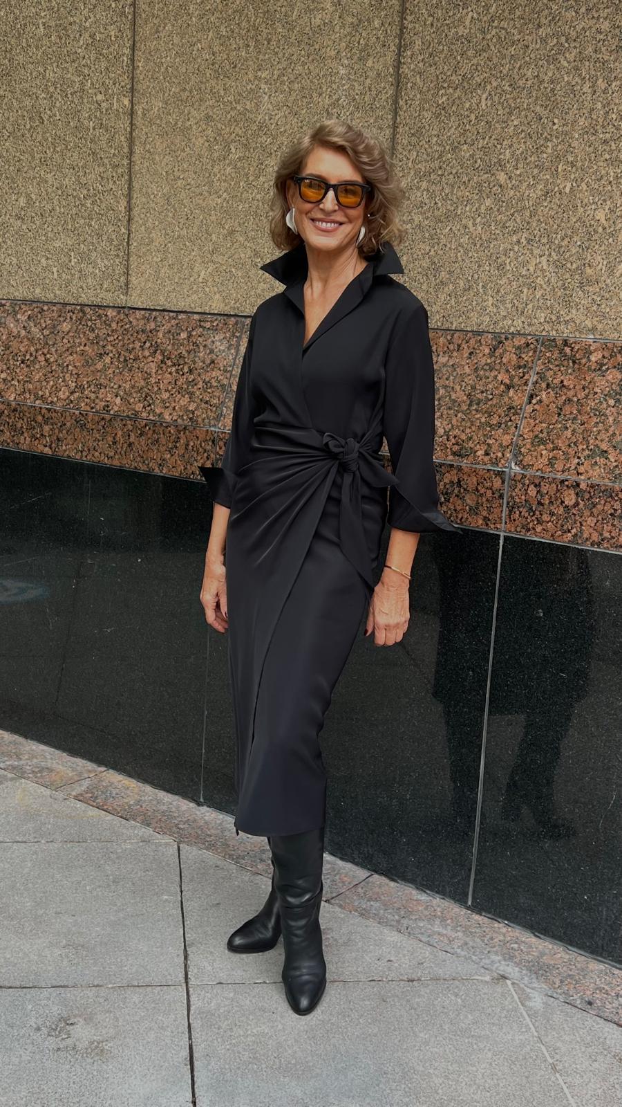 Siyah Krep Sexy Elbise