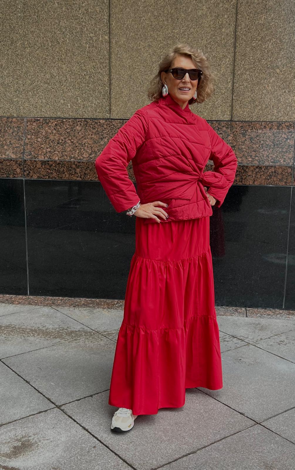 Kırmızı İspanyol 2 Kat Tafta Etek