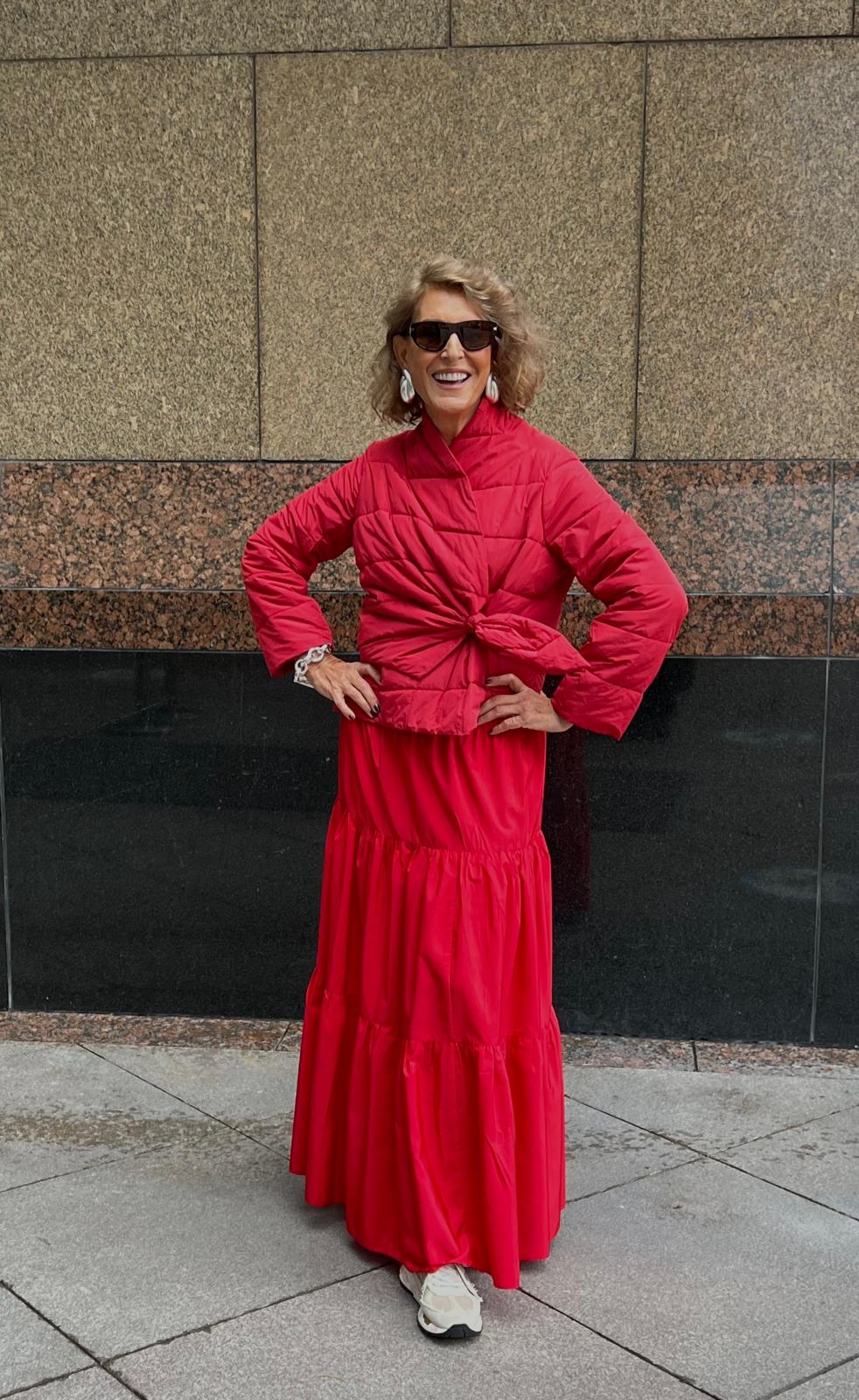 Kırmızı Tafta Kapitone Kısa Mont