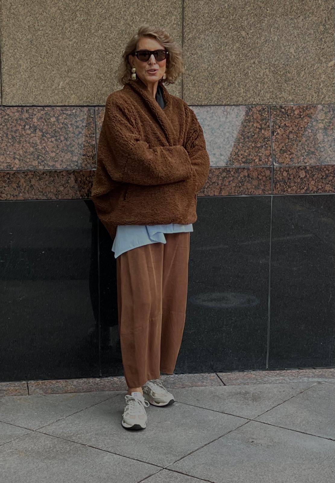 Kahverengi Kısa Martin Kap Tafta Astarlı Peluş Ceket