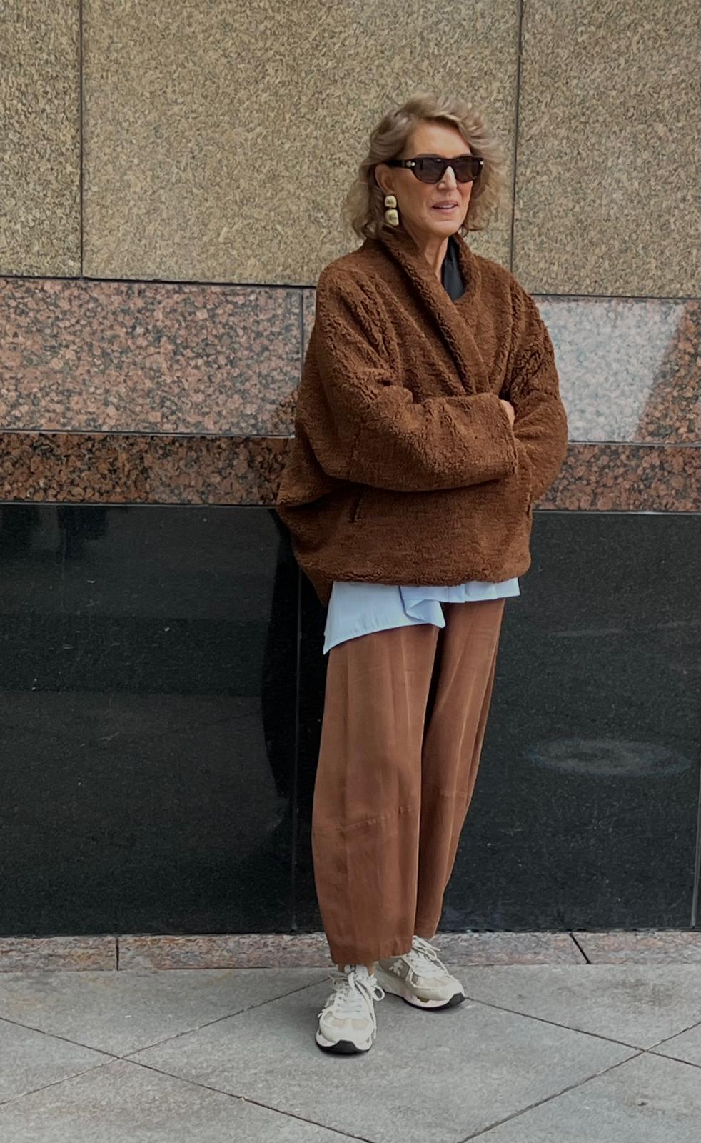 Kahverengi Kısa Martin Kap Tafta Astarlı Peluş Ceket