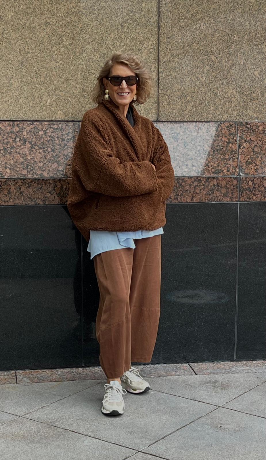 Kahverengi Kısa Martin Kap Tafta Astarlı Peluş Ceket