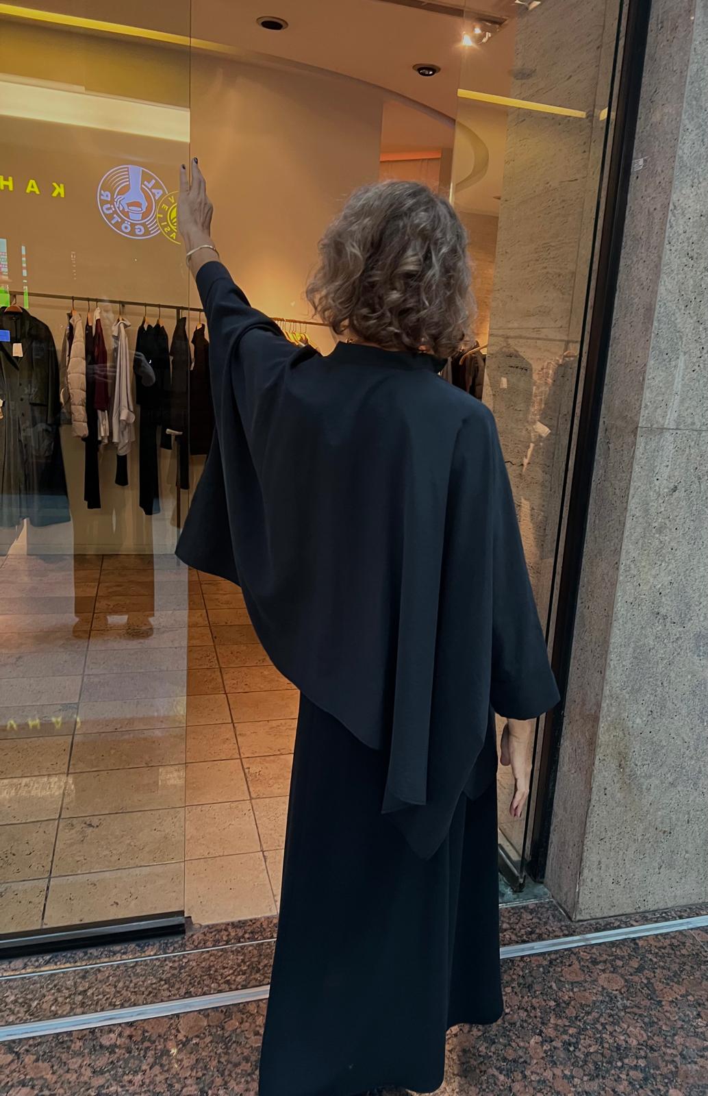 Siyah Linda Tencel Rahat Beden Bol Tunik