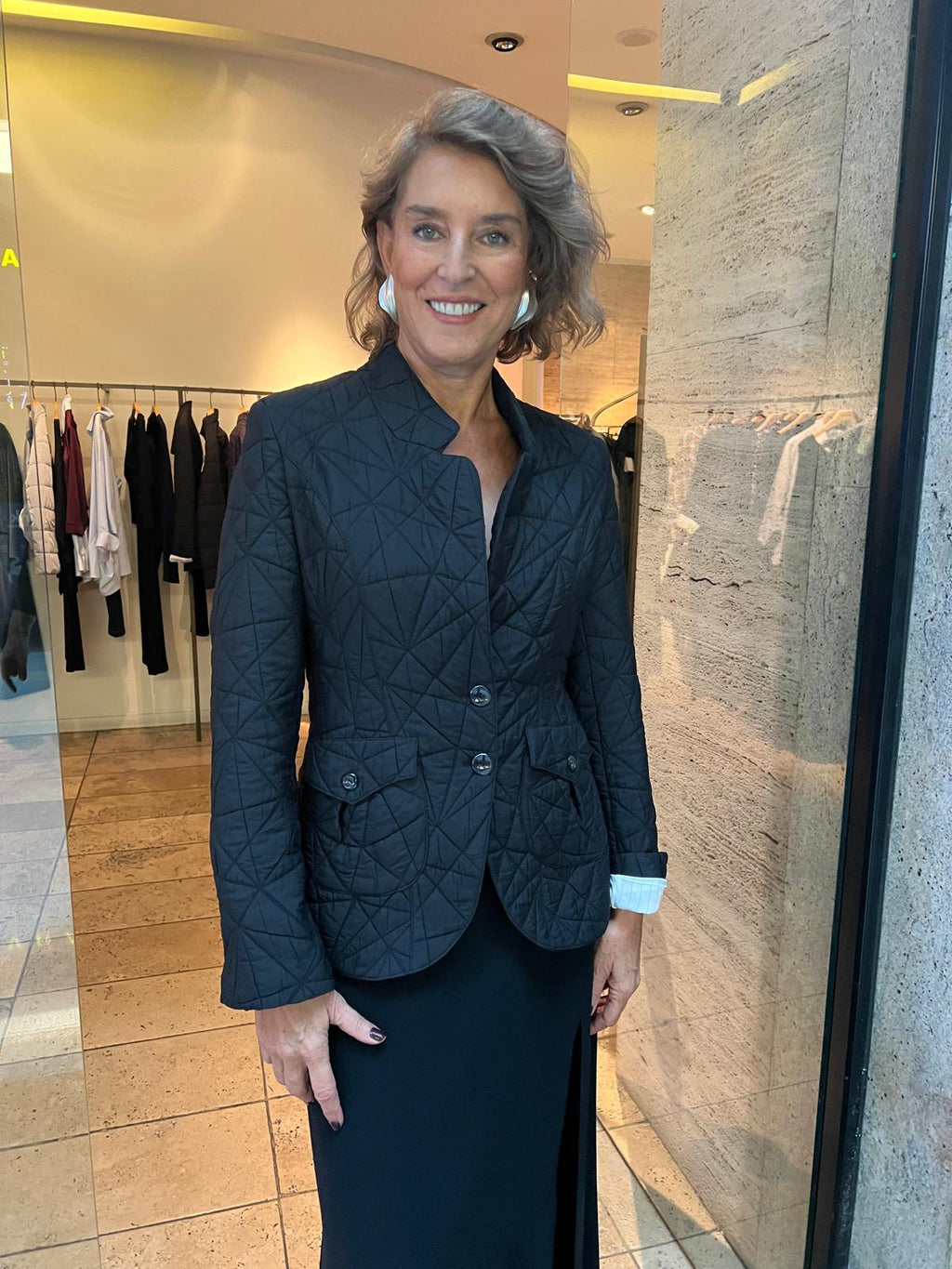 Siyah Broker Çizgili Yıkamalı Ceket