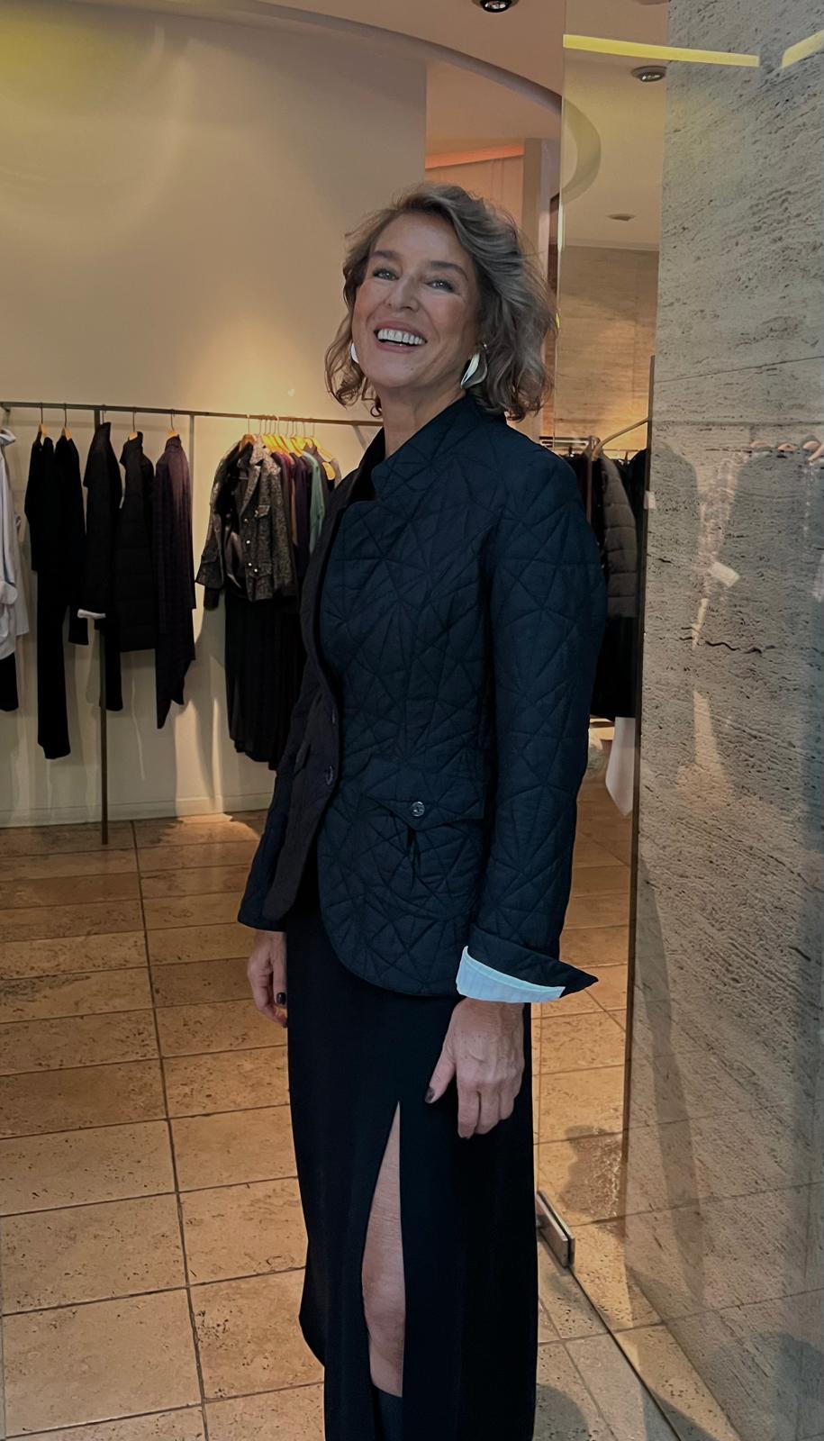 Siyah Broker Çizgili Yıkamalı Ceket