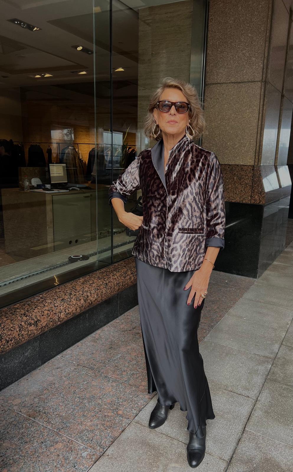 Safari Desen Kadife Dik Yaka Ceket