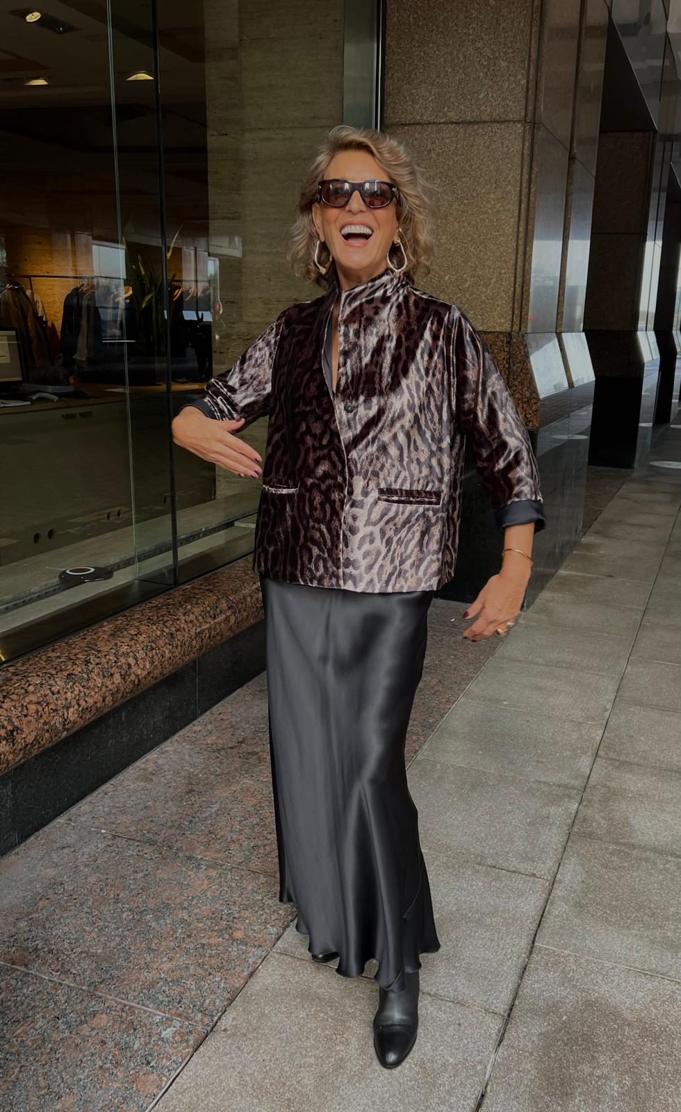 Safari Desen Kadife Dik Yaka Ceket