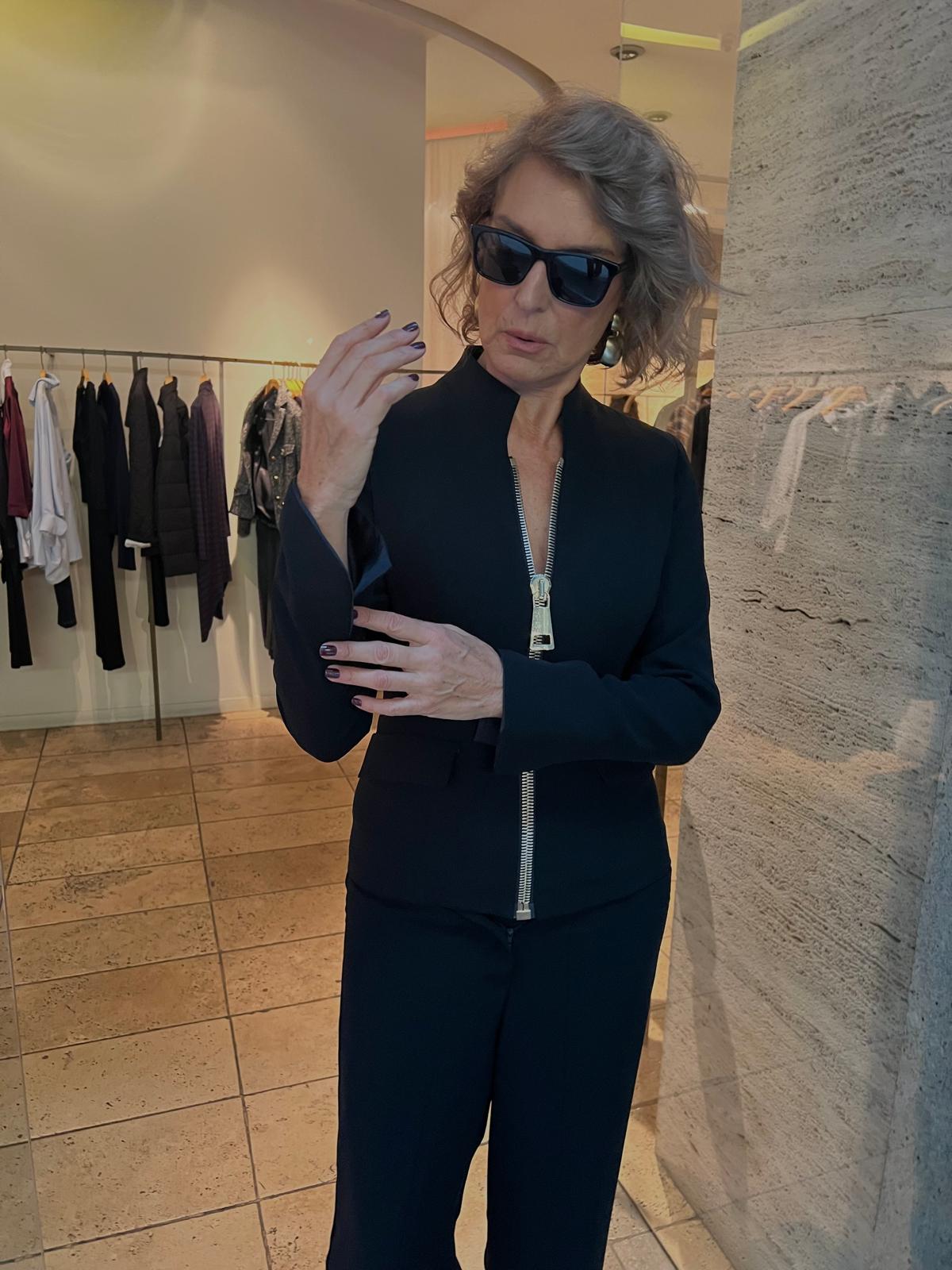 Siyah Dar Kalıp Orj Fermuarlı Kalın Şık Ceket