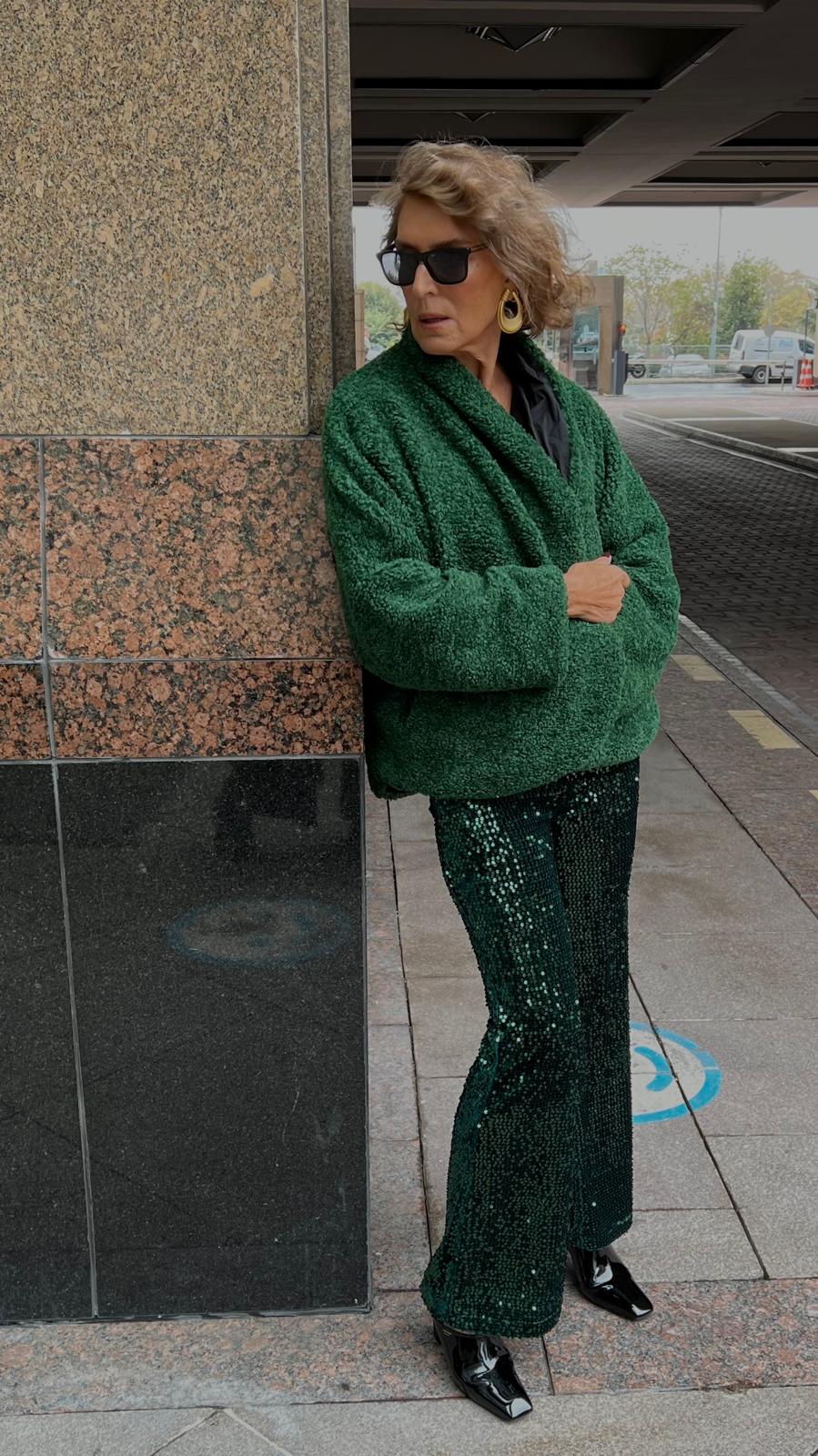 Yeşil Rahat Kalıp İçi Tafta Astarlı Kısa Martin Kap