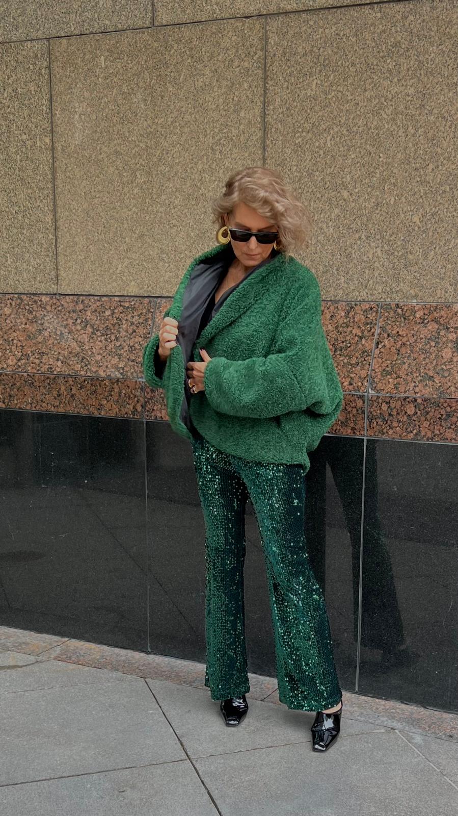 Yeşil Rahat Kalıp İçi Tafta Astarlı Kısa Martin Kap