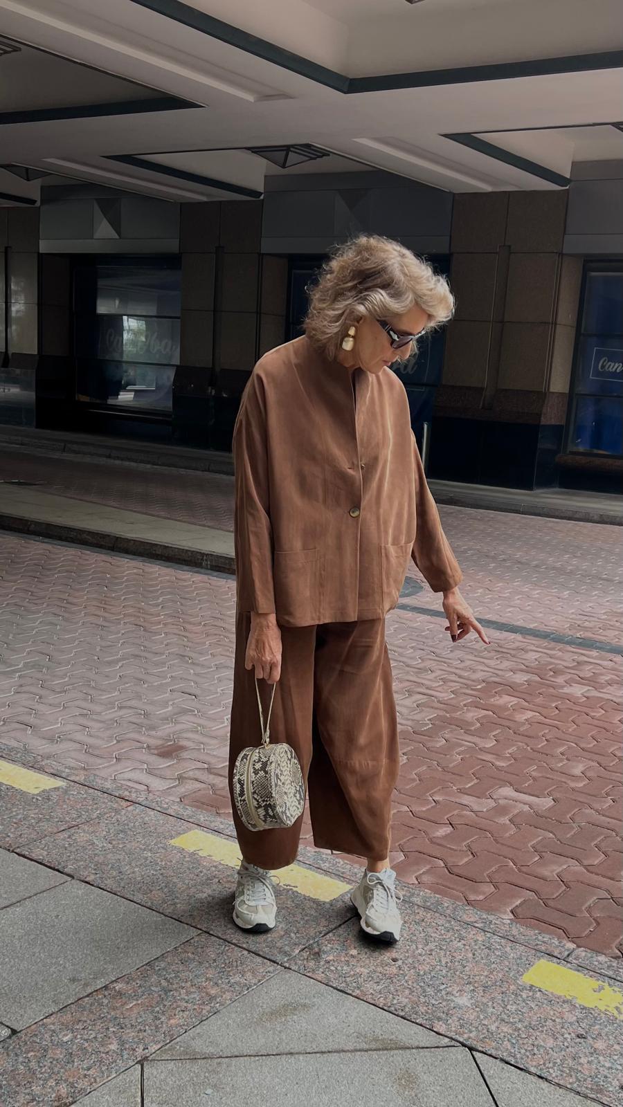 Kahverengi Tencel Rahat Astarsız İki Düğmeli Ceket