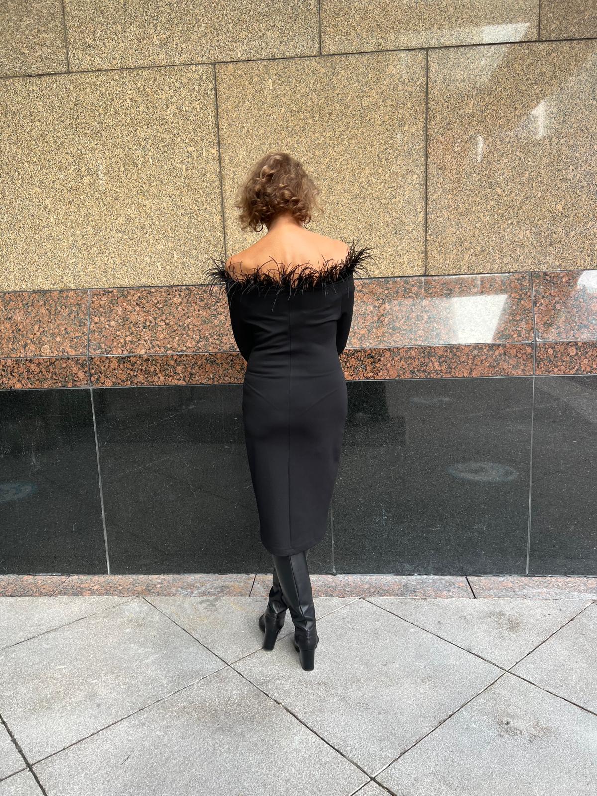 Yaka ve Kolu Otrüşlü Likralı Elbise