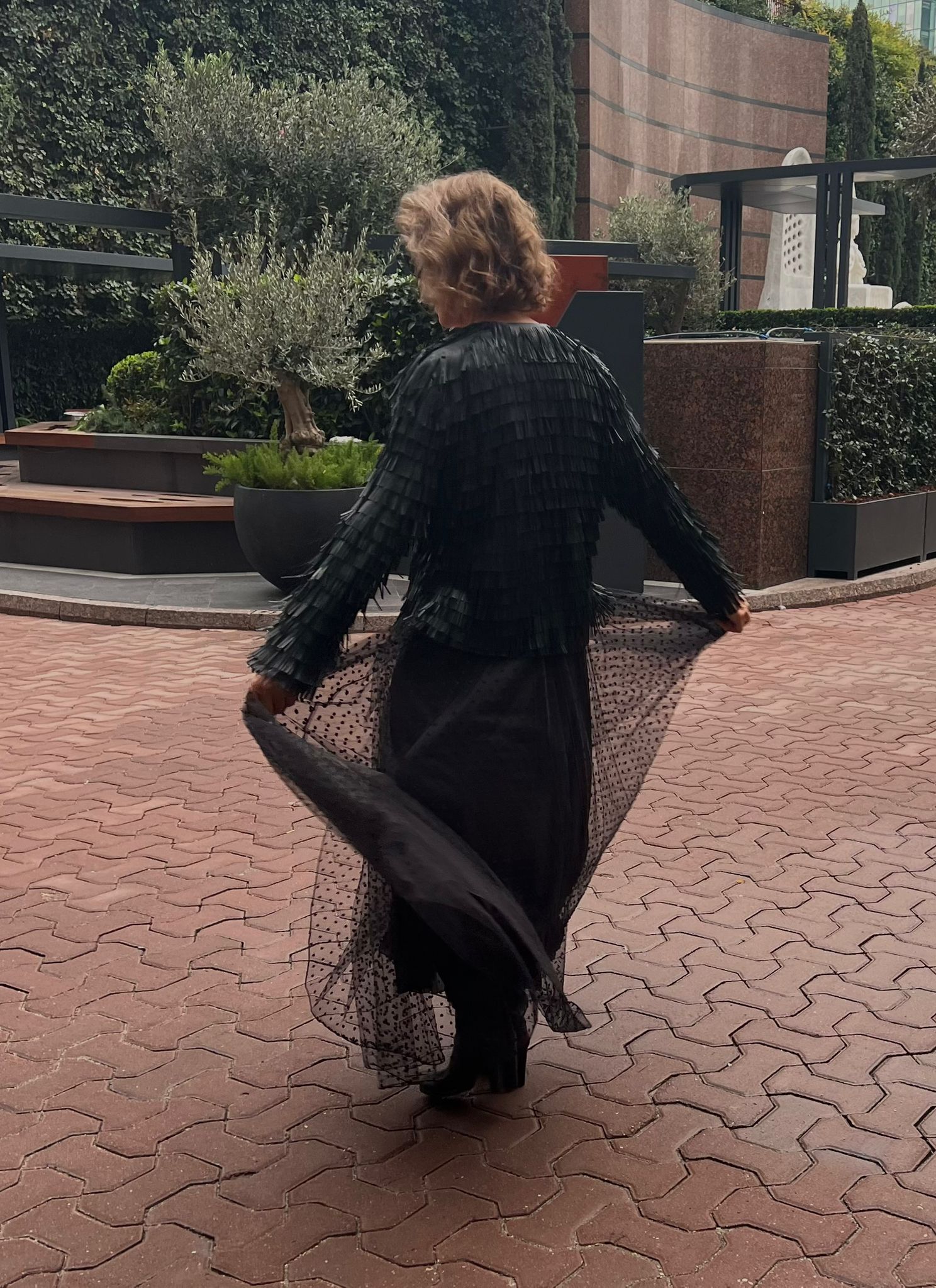 Siyah Puantiyeli Beli Lastikli Astarlı Tül Etek