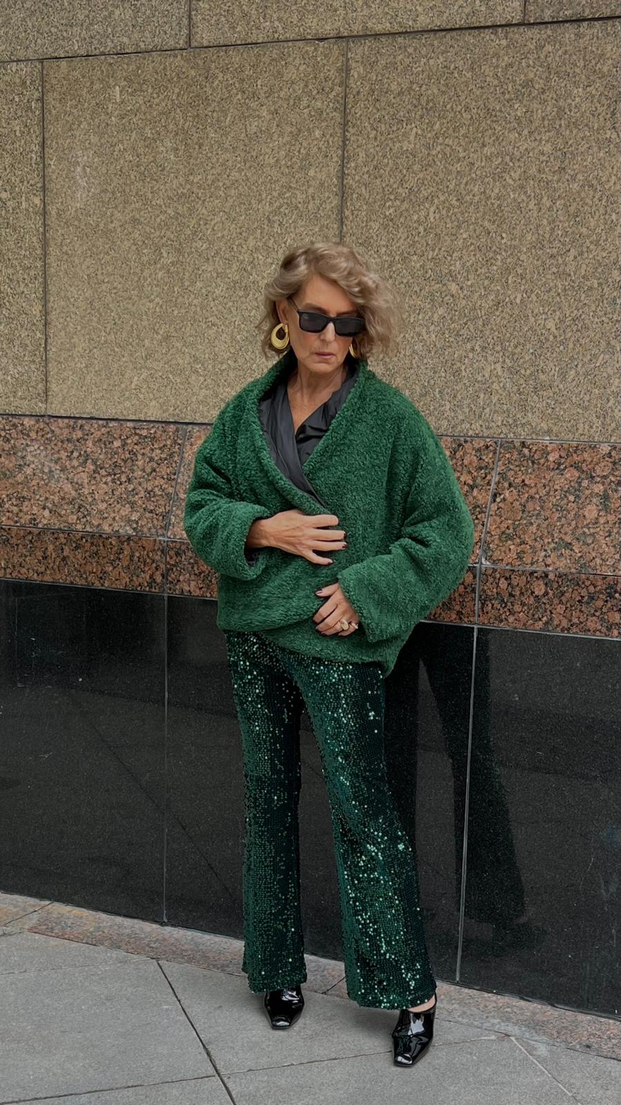 Yeşil Rahat Kalıp İçi Tafta Astarlı Kısa Martin Kap