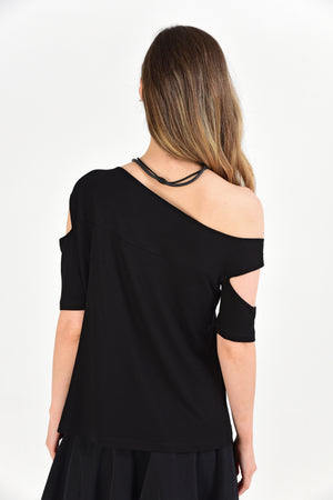 Siyah Örme Stylish Kolu Sarkık Bluz